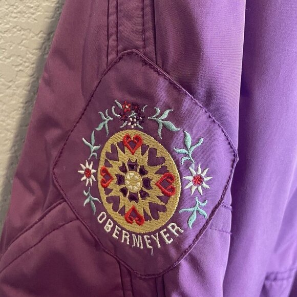 Obermeyer Vintage MONICA Purple Puffer Embroidered Ski Jacket Women size 10 EUC - Picture 11 of 14